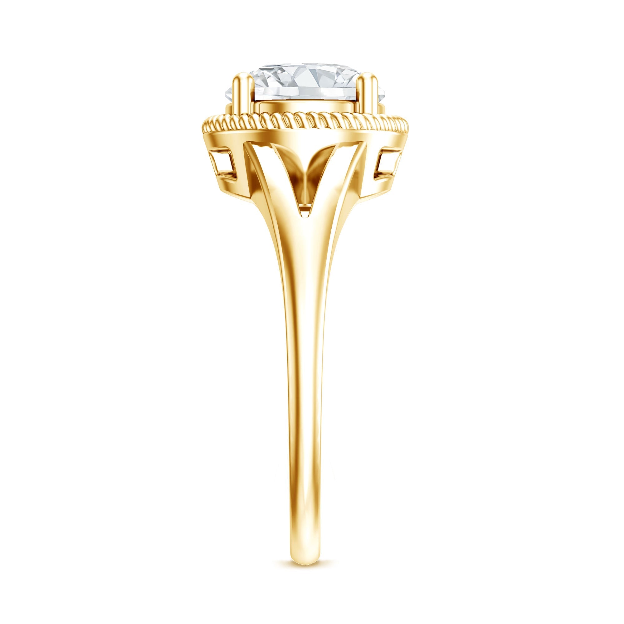 2 Carat Round Cubic Zirconia Solitaire Engagement Ring in Split Shank