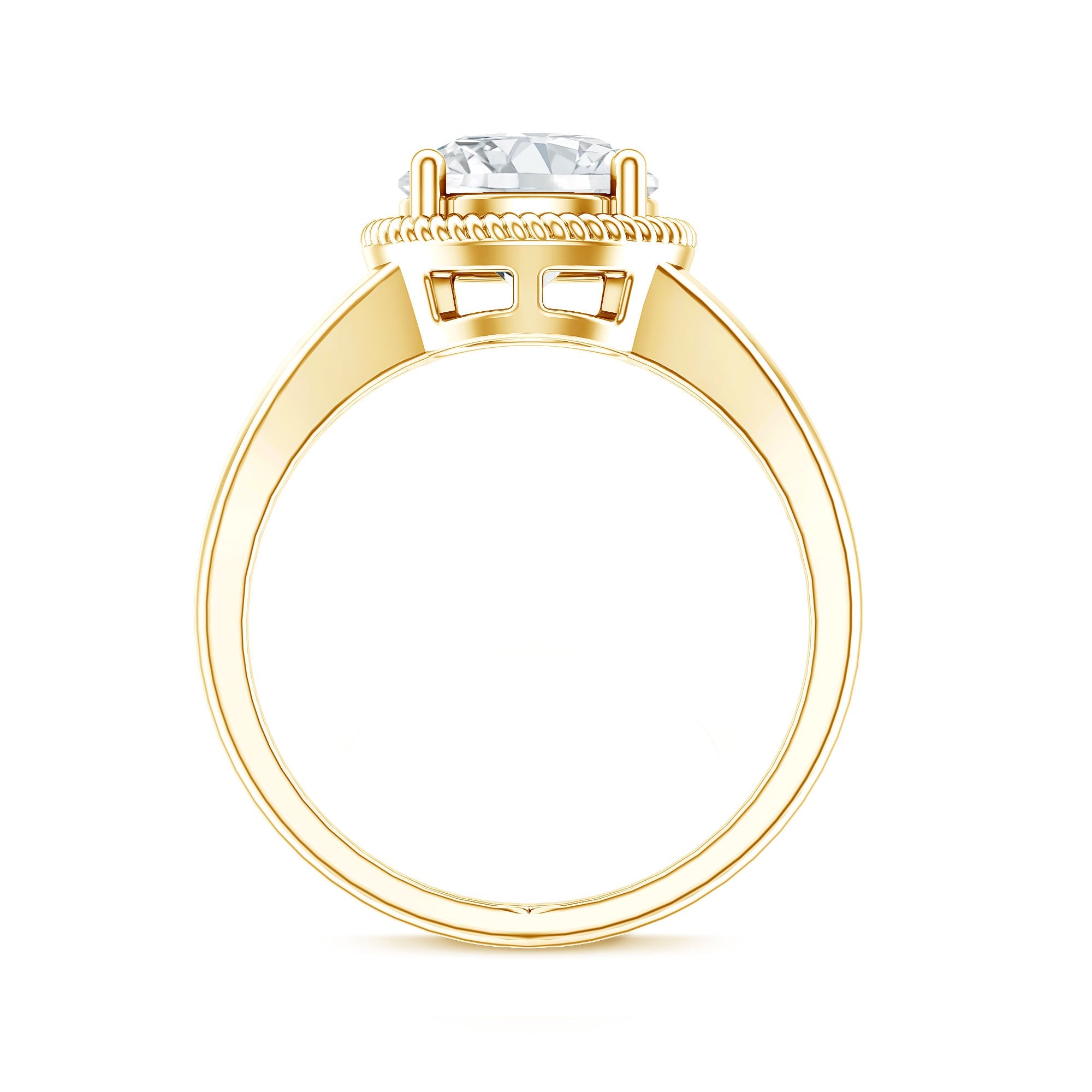 2 Carat Round Cubic Zirconia Solitaire Engagement Ring in Split Shank