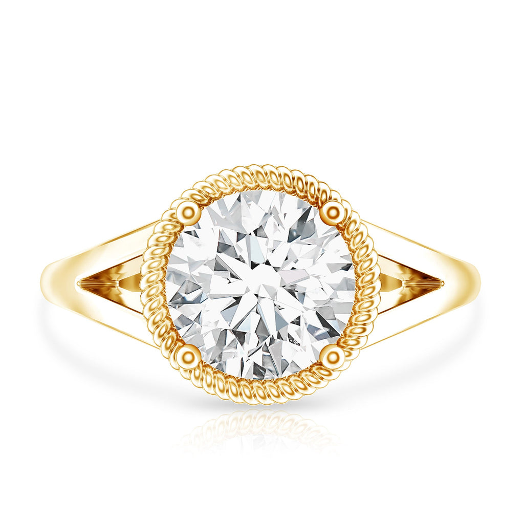 2 Carat Round Cubic Zirconia Solitaire Engagement Ring in Split Shank