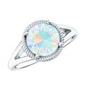Certified Real 8 mm Round Ethiopian Opal Split Shank Engagement Ring with Twisted Rope