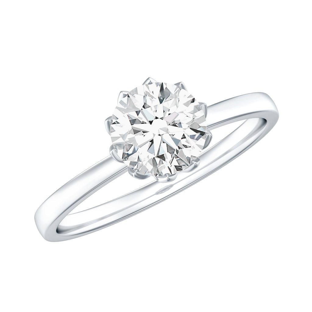 1 CT Simulated Diamond Solitaire Ring in Lotus Basket Setting