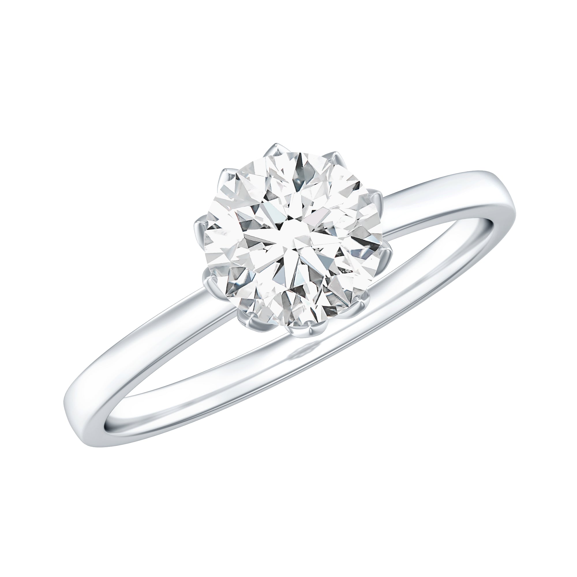 1 CT Simulated Diamond Solitaire Ring in Lotus Basket Setting