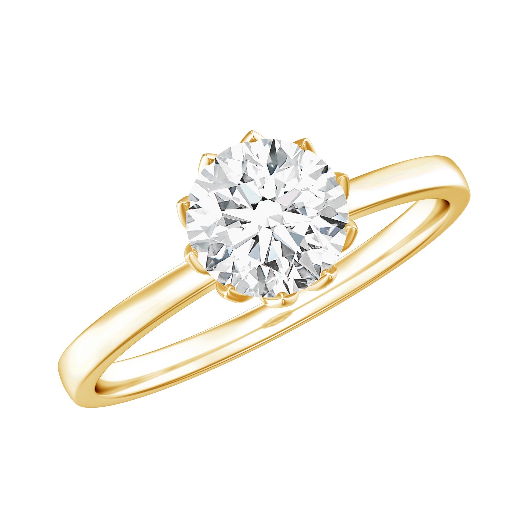 1 CT Simulated Diamond Solitaire Ring in Lotus Basket Setting