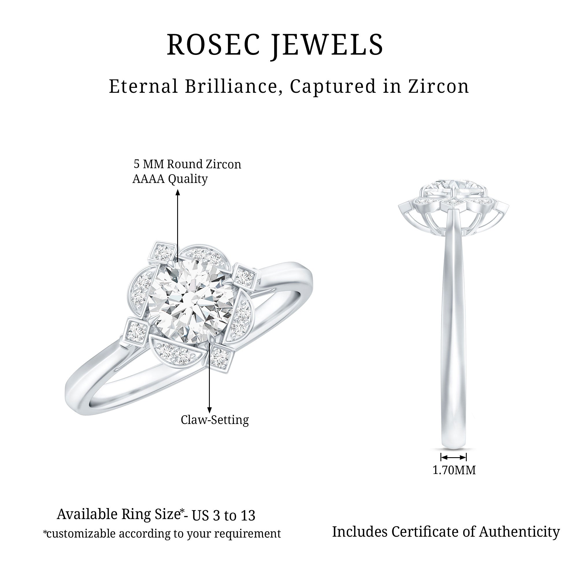 Vintage Looking Cubic Zirconia Engagement Ring for Her