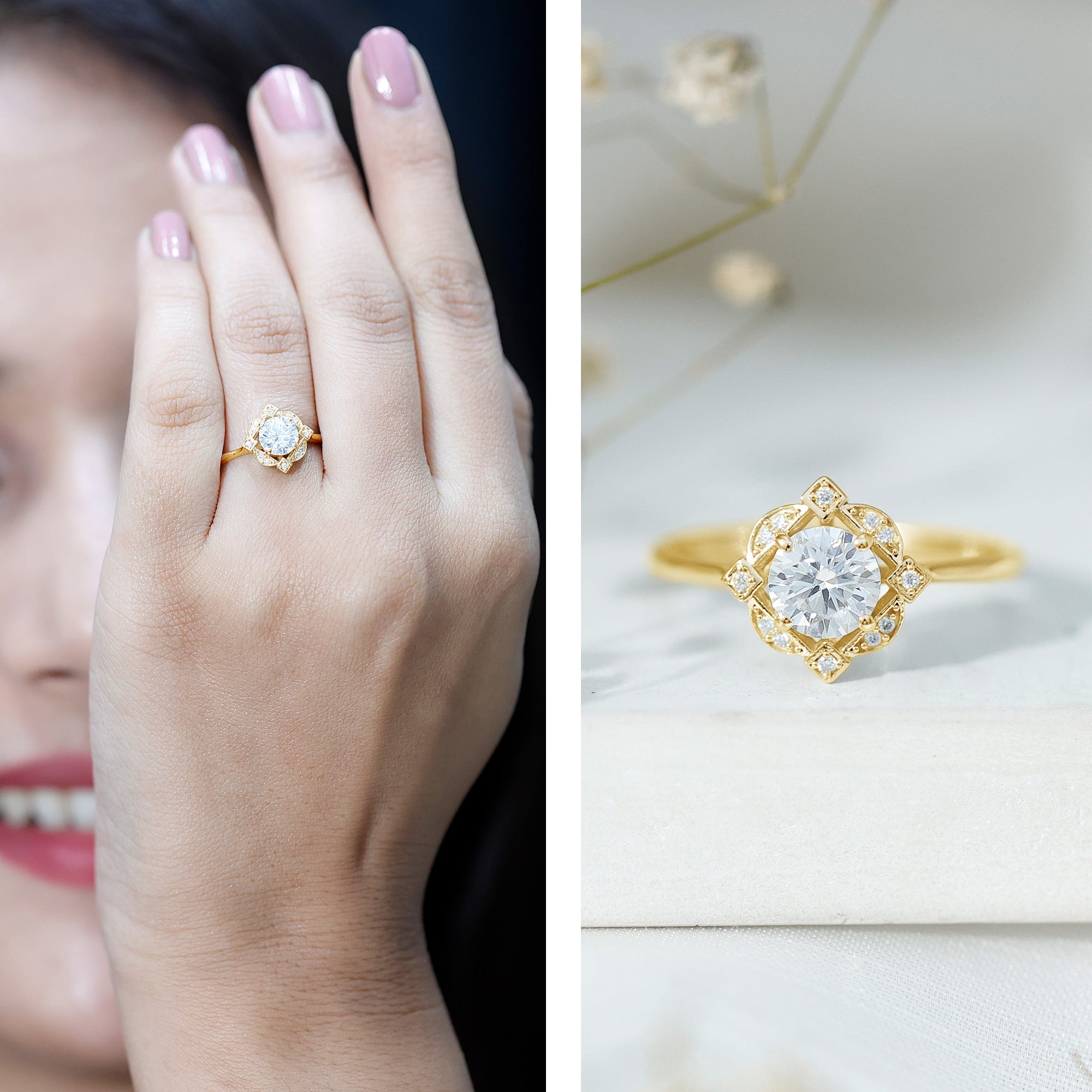 Vintage Looking Cubic Zirconia Engagement Ring for Her