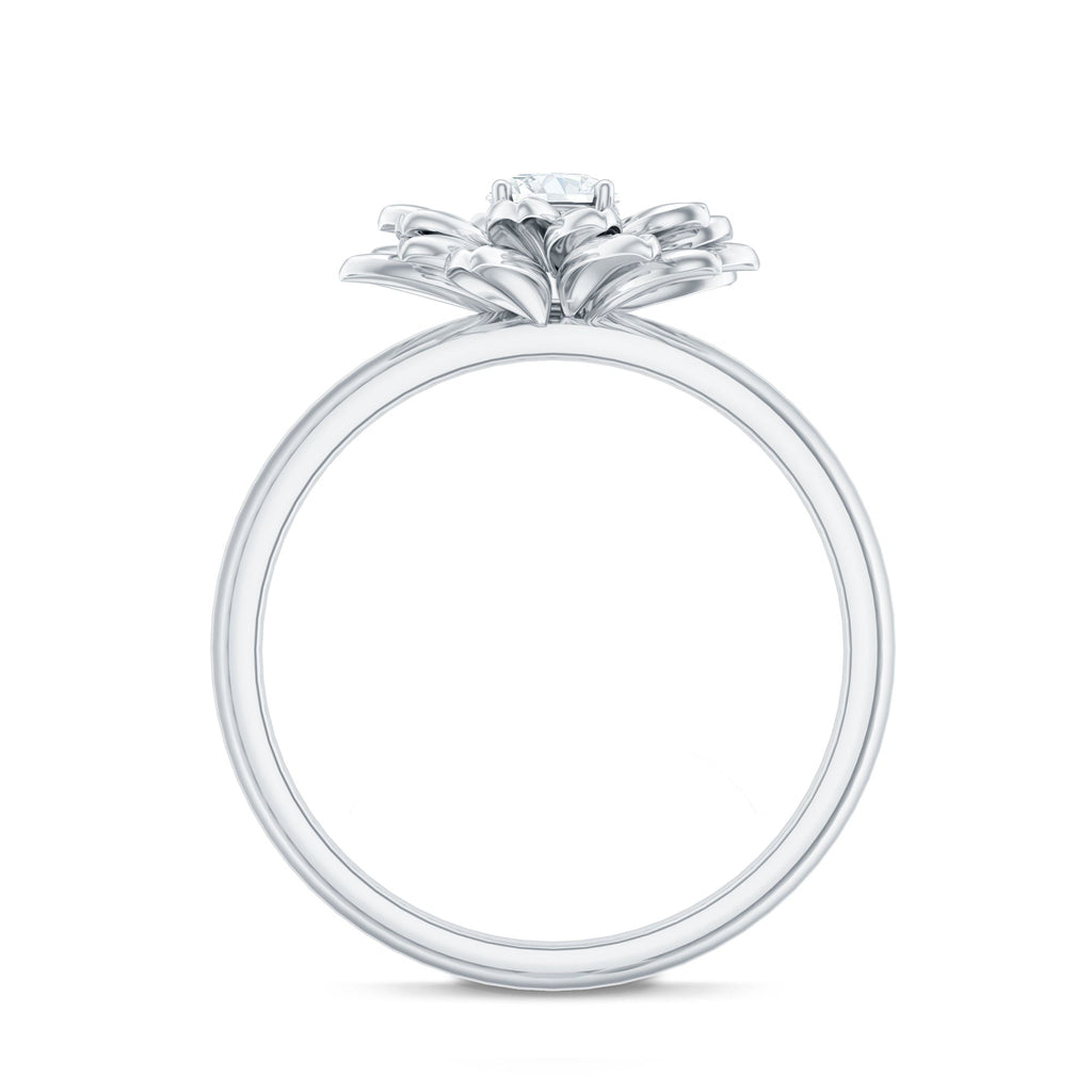 Round Cut Cubic Zirconia Flower Engagement Ring