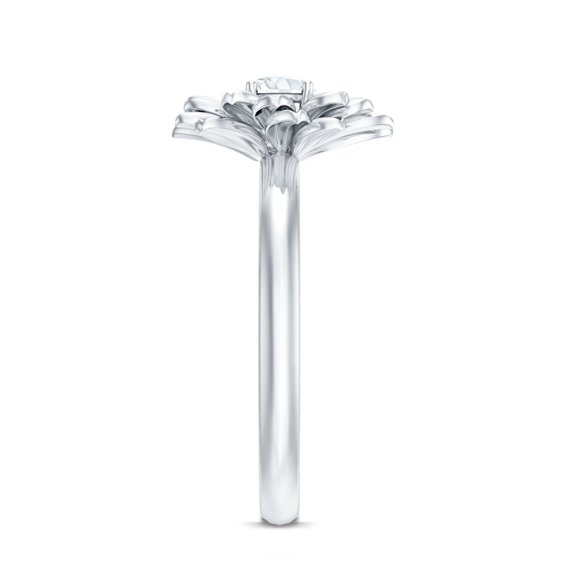 Round Cut Cubic Zirconia Flower Engagement Ring