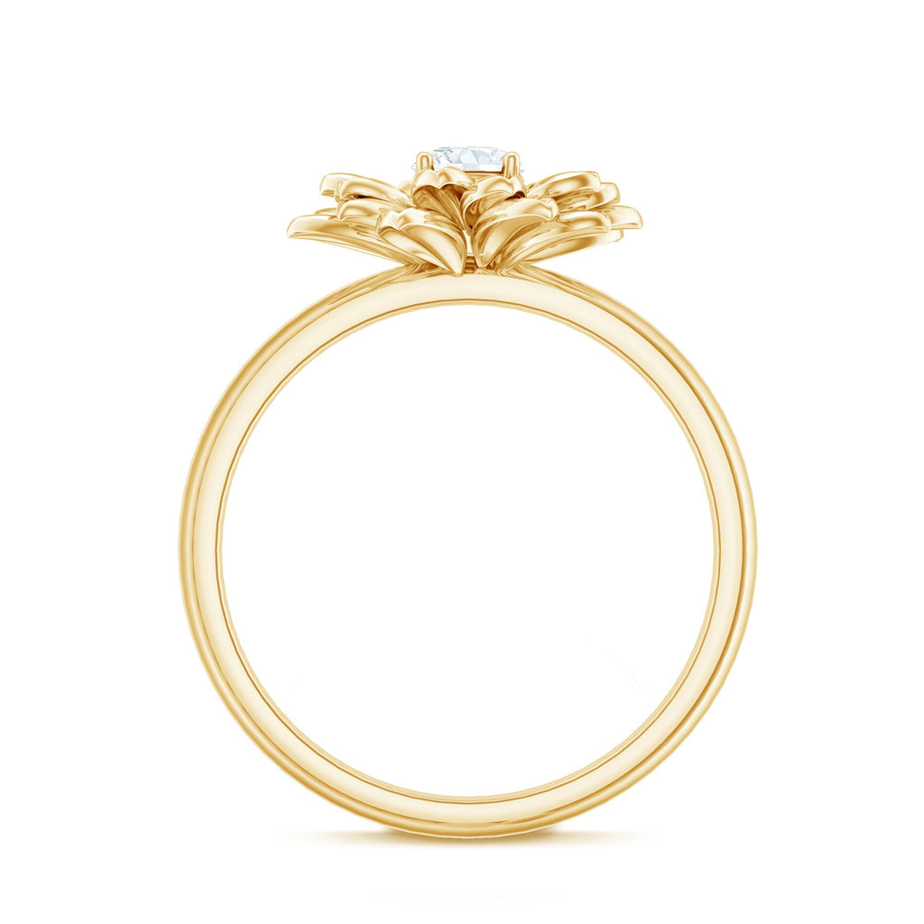 Round Cut Cubic Zirconia Flower Engagement Ring