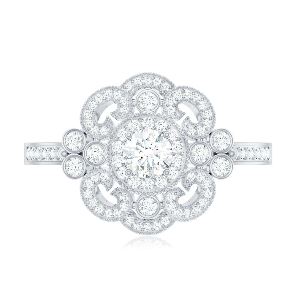Certified Moissanite Antique Looking Engagement Ring for Women