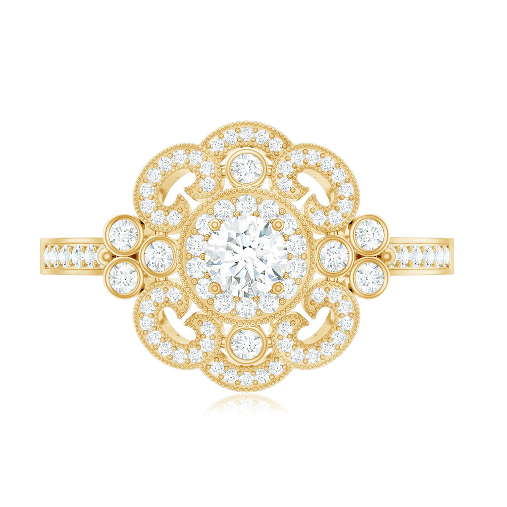 Certified Moissanite Antique Looking Engagement Ring for Women