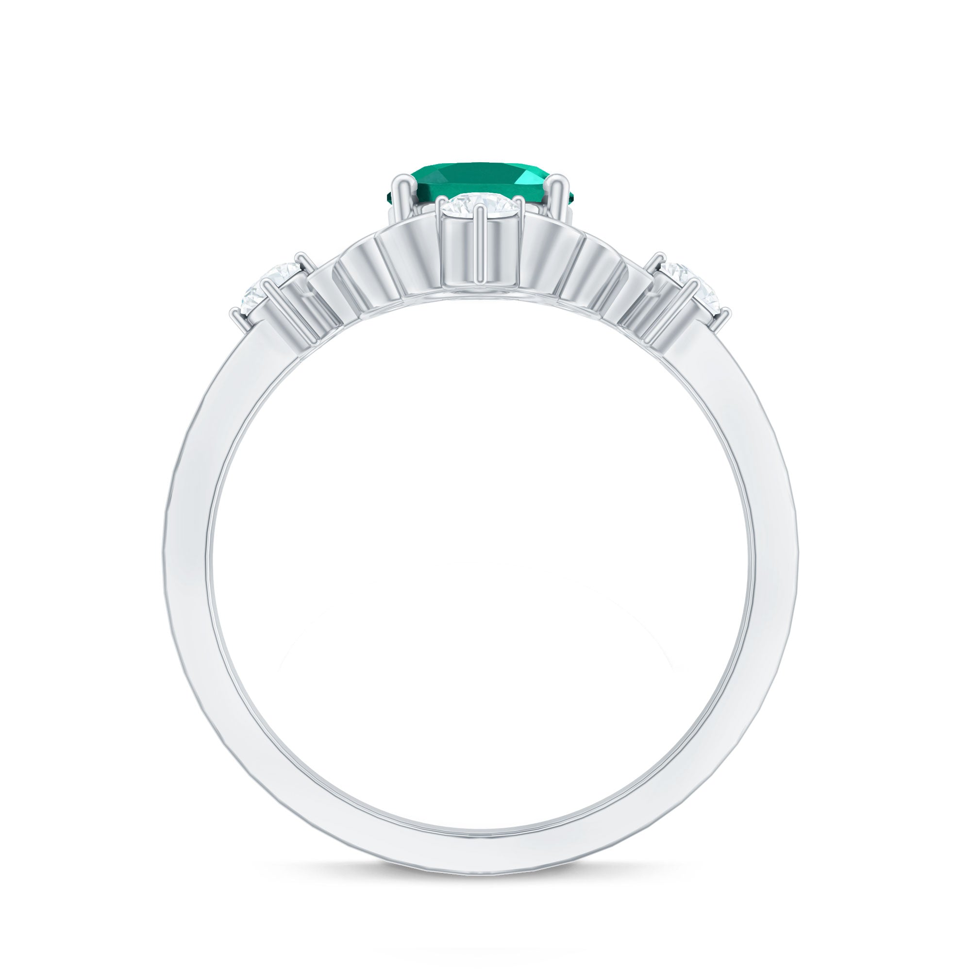 Vintage Inspired 1 Ct Lab Grown Emerald Oval Engagement Ring with Diamond