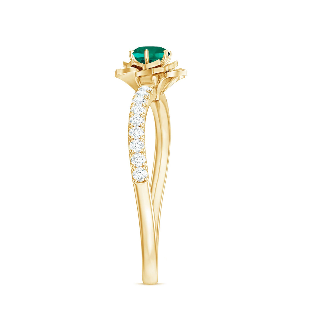 Certified Lab Grown Emerald Diamond Flower Engagement Ring