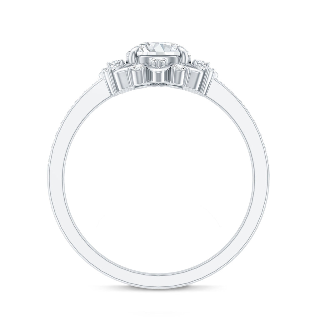 1.5 CT Round Certified Zircon Flower Engagement Ring