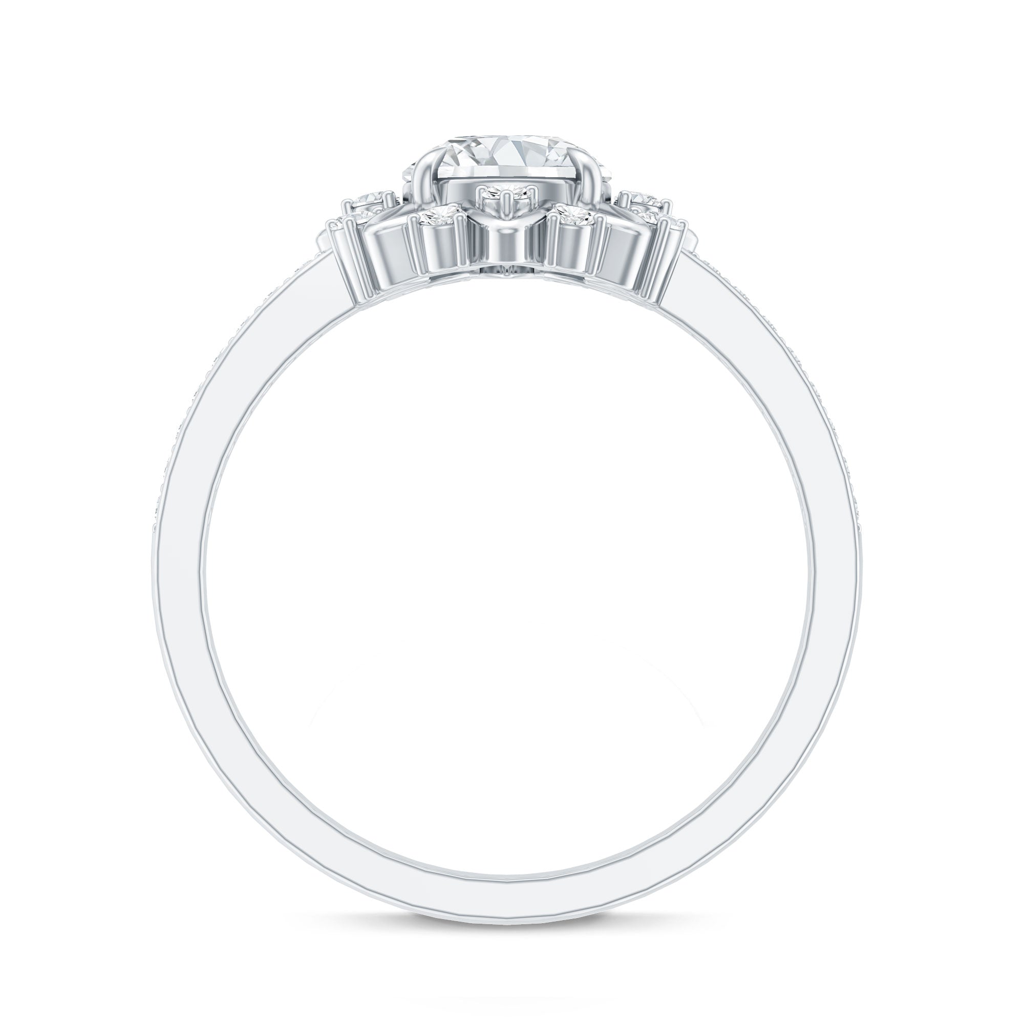 1.5 CT Round Certified Zircon Flower Engagement Ring