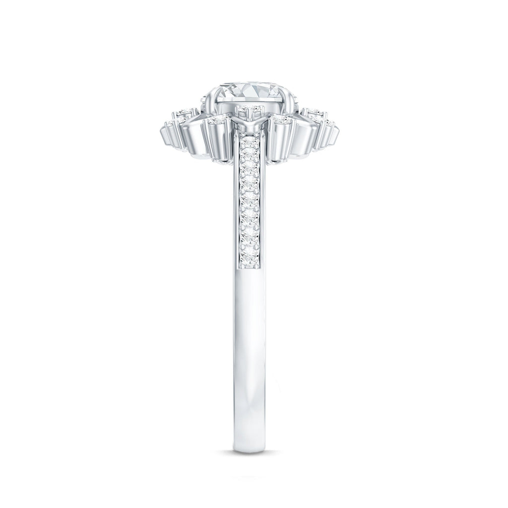 1.5 CT Round Certified Zircon Flower Engagement Ring