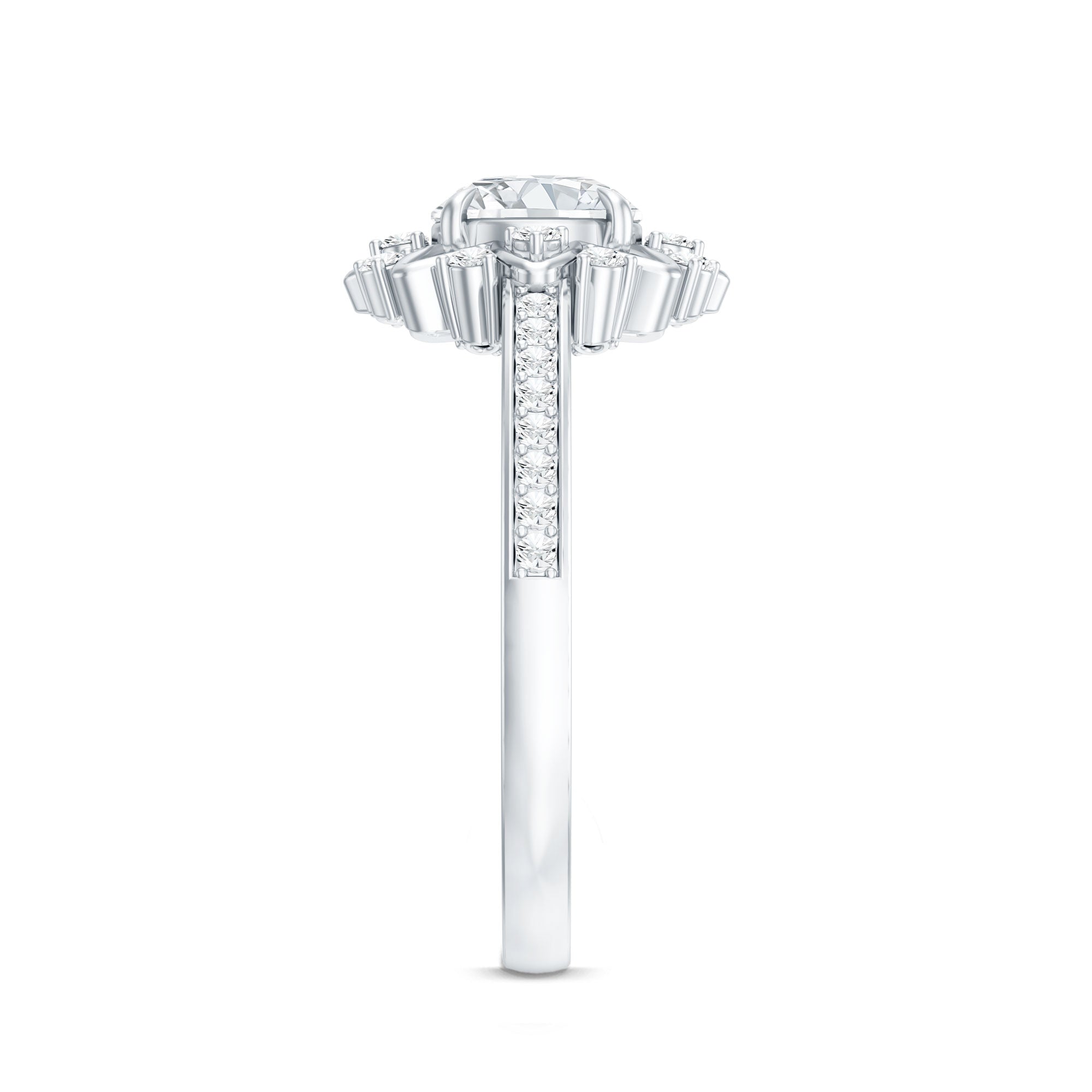 1.5 CT Round Certified Zircon Flower Engagement Ring