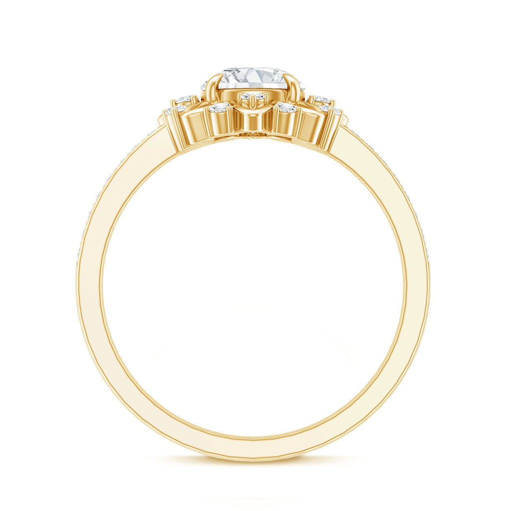 1.5 CT Round Certified Zircon Flower Engagement Ring
