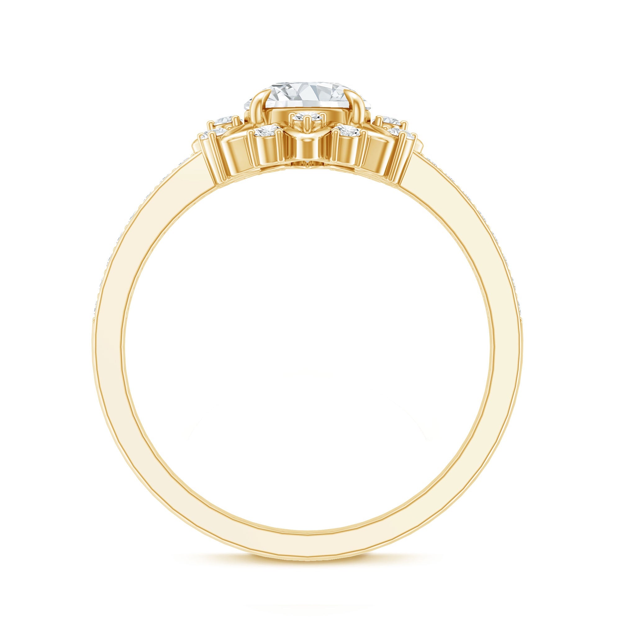 1.5 CT Round Certified Zircon Flower Engagement Ring