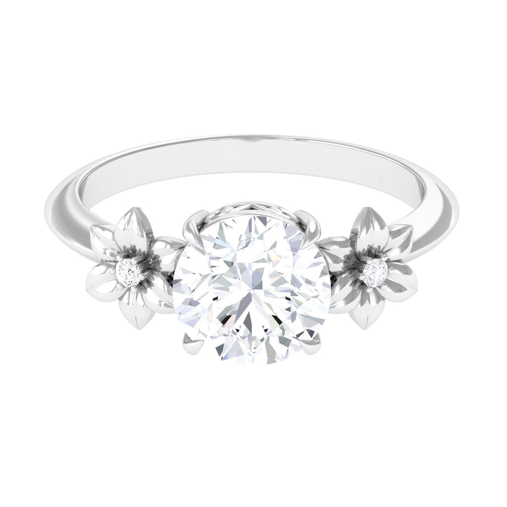 2 Carat Round Cubic Zirconia Flower Engagement Ring