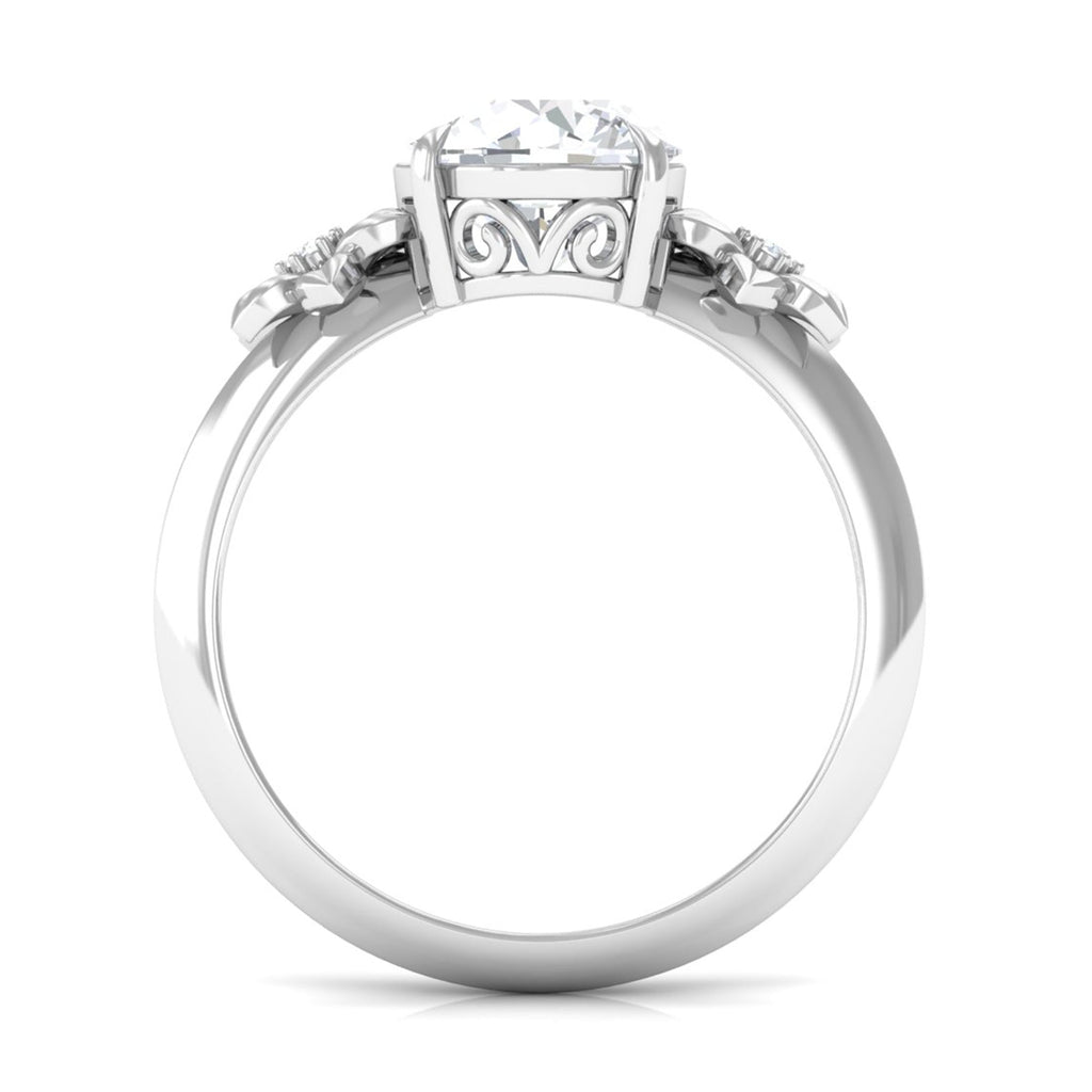 2 Carat Round Cubic Zirconia Flower Engagement Ring