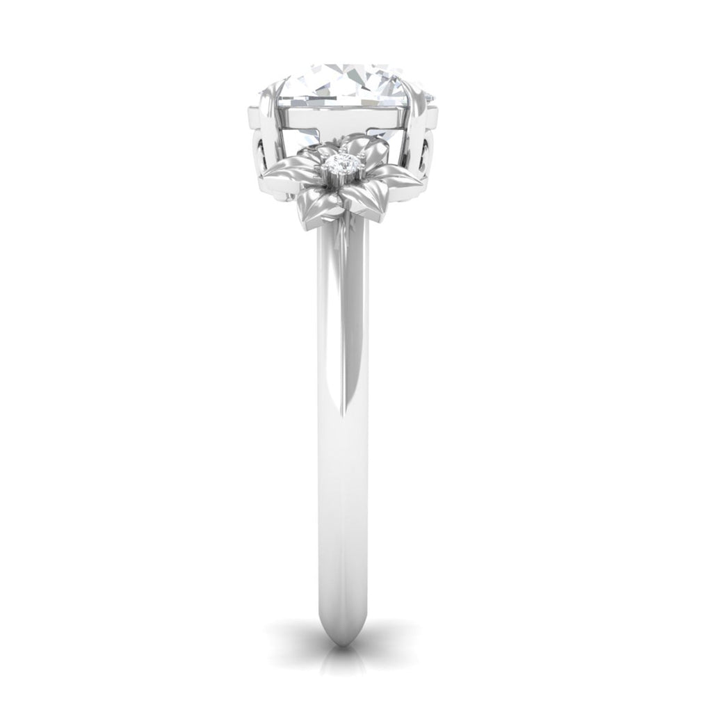 2 Carat Round Cubic Zirconia Flower Engagement Ring