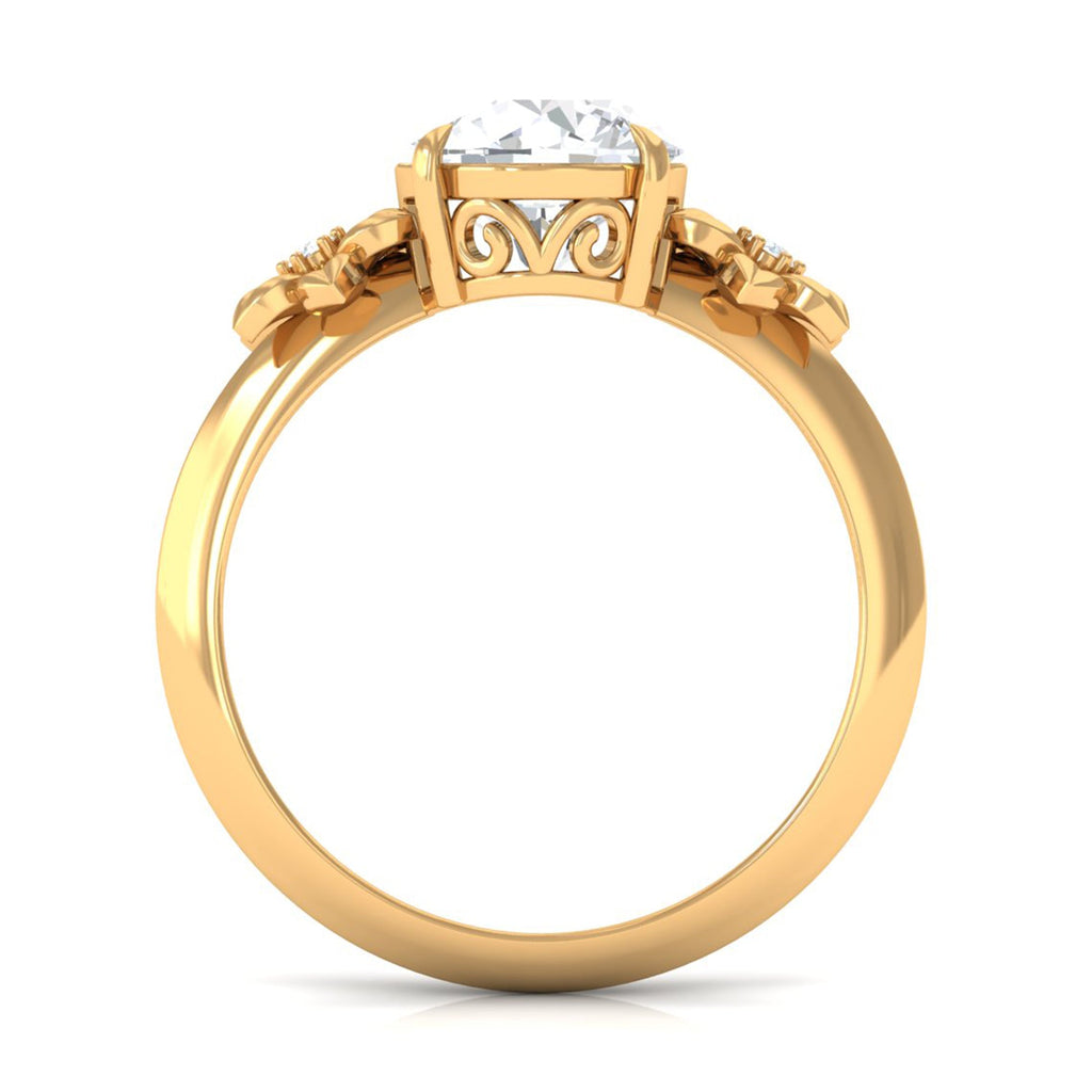 2 Carat Round Cubic Zirconia Flower Engagement Ring