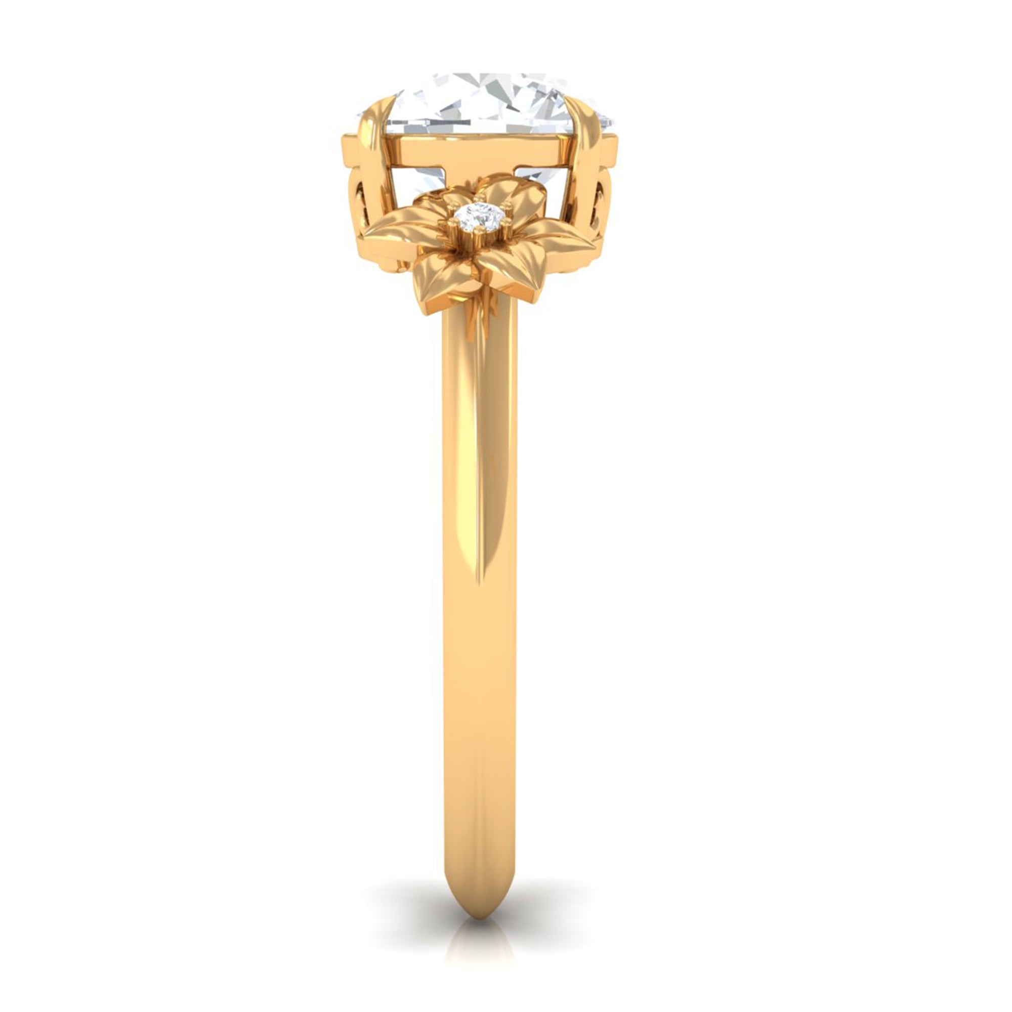 2 Carat Round Cubic Zirconia Flower Engagement Ring