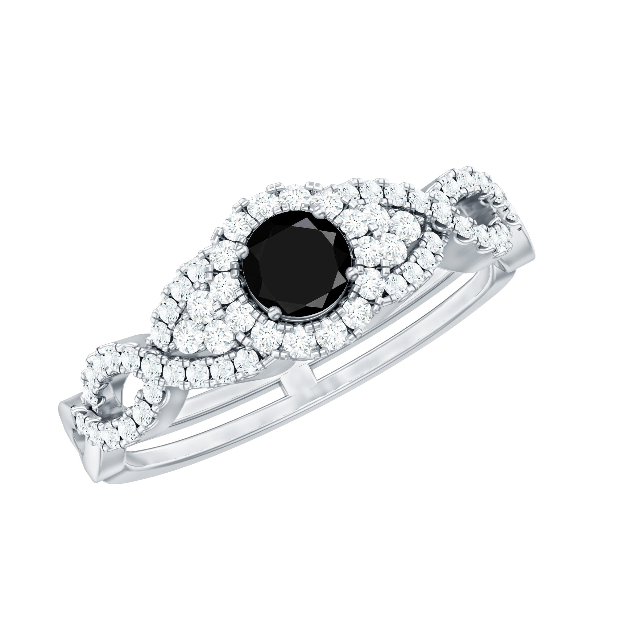 Certified 0.84 Carat Lab Grown Black Diamond Engagement Ring with White Diamond