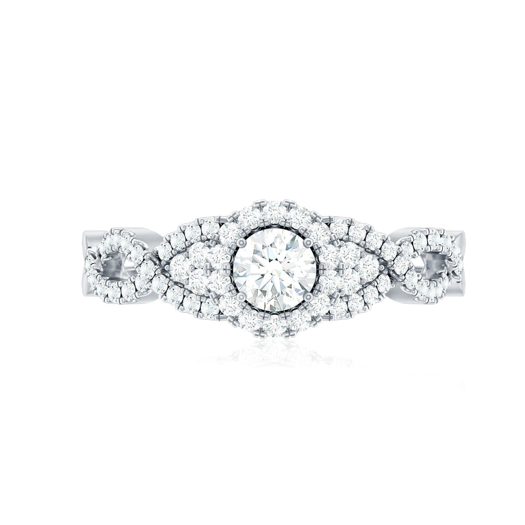 Vintage Crossover Engagement Ring with Cubic Zirconia