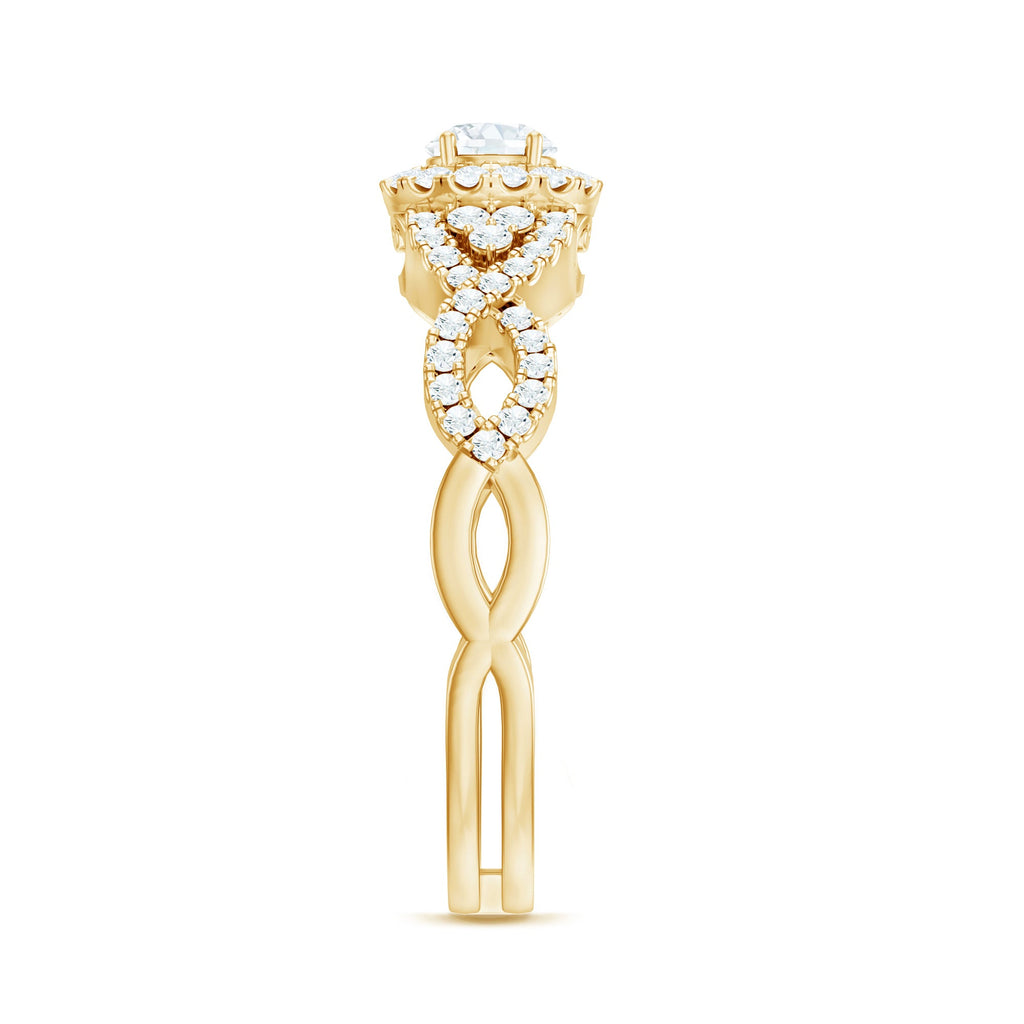 Vintage Crossover Engagement Ring with Cubic Zirconia