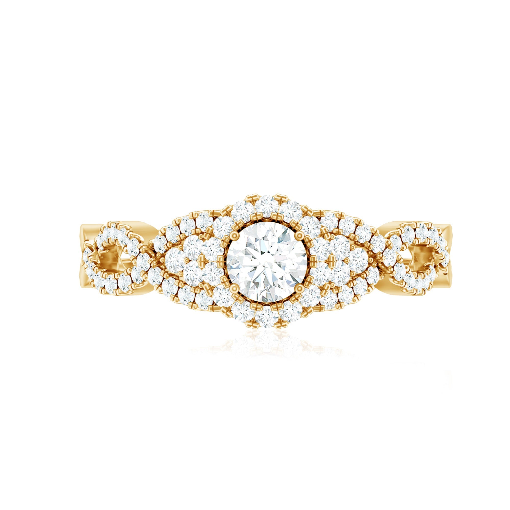 Vintage Crossover Engagement Ring with Cubic Zirconia