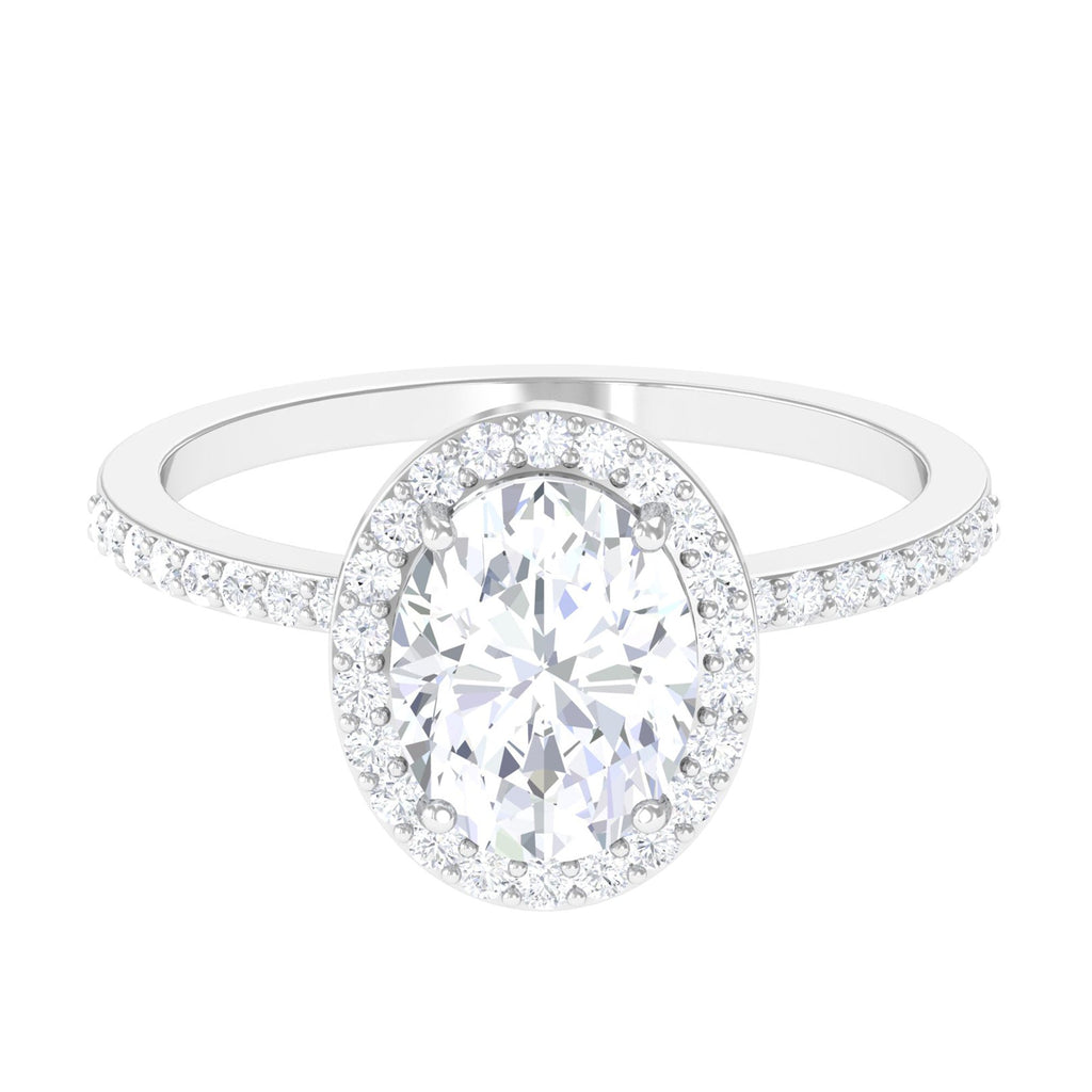 Oval Zircon Classic Halo Engagement Ring