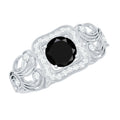 Vintage Style 0.84 Carat Lab Grown Black Diamond Engagement Ring with White Diamond