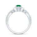 Real Emerald Diamond Vintage Looking Engagement Ring with Split Shank