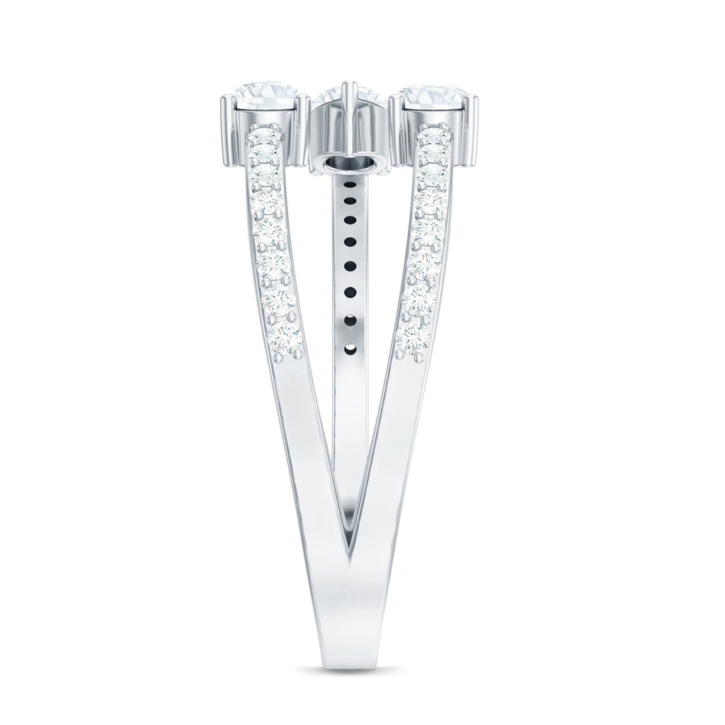 East West Style Moissanite 3 Stone Wrap Ring