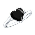 Heart Shaped Black Onyx Engagement Ring with Diamonds