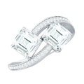 Asscher Cut Cubic Zirconia Two Stone Engagement Ring