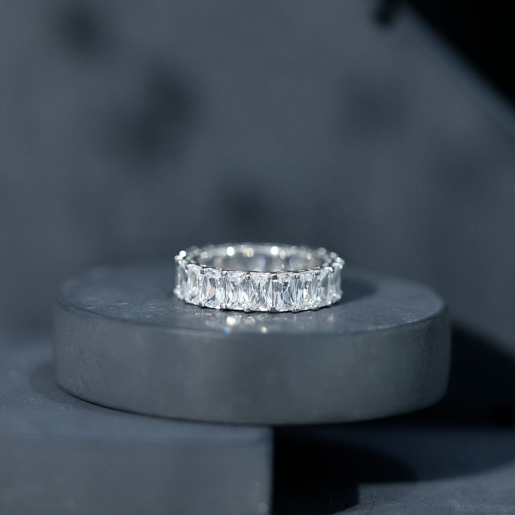Emerald Cut Zircon Full Eternity Band Ring