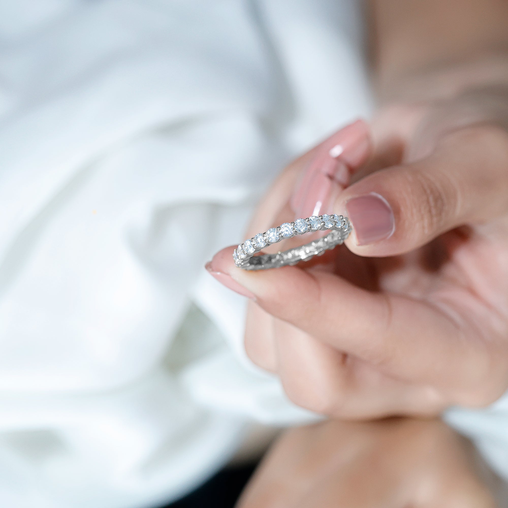 Round Cubic Zirconia Full Eternity Band Ring
