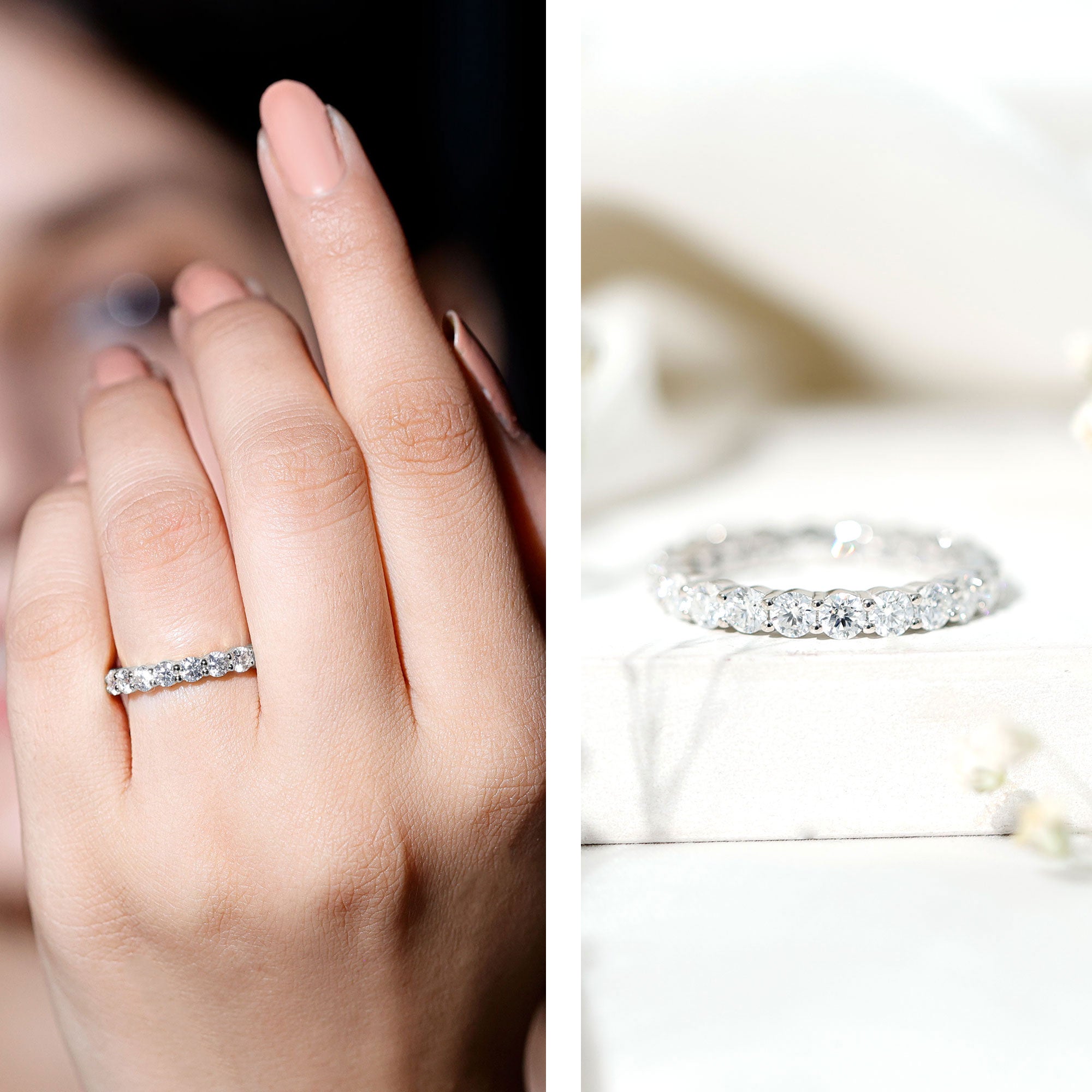 Round Cubic Zirconia Full Eternity Band Ring