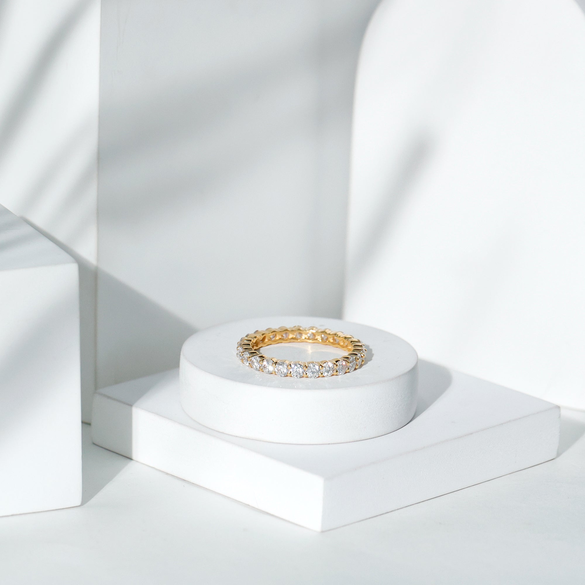 Round Cubic Zirconia Full Eternity Band Ring