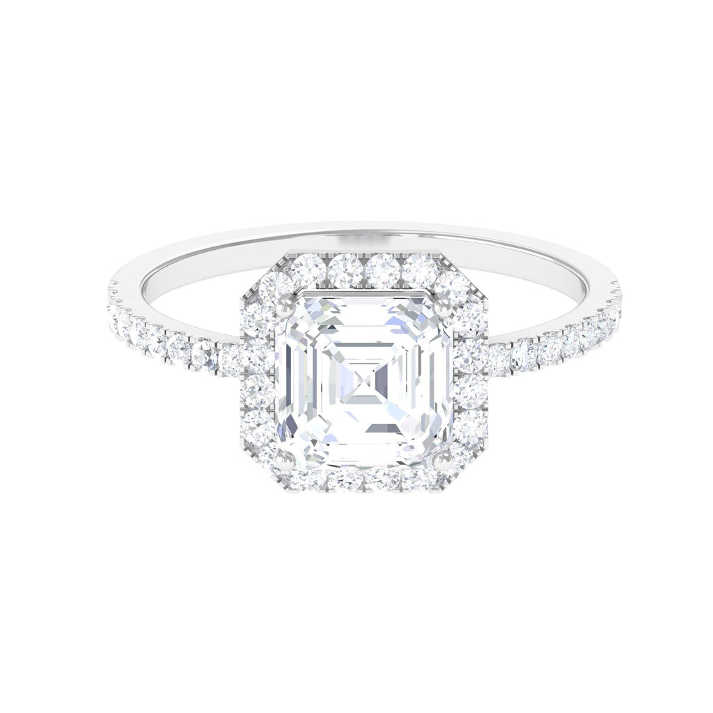 Asscher Cut Simulated Diamond Halo Engagement Ring