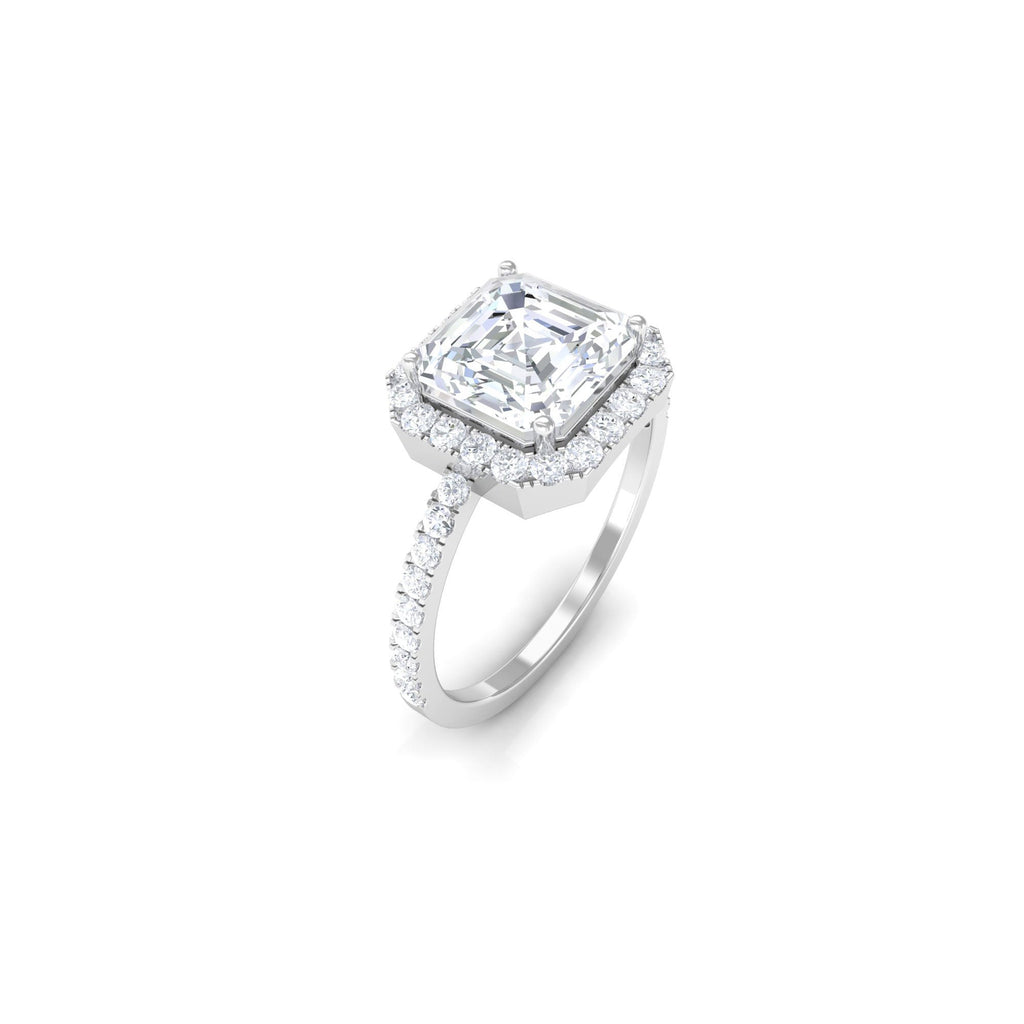 Asscher Cut Simulated Diamond Halo Engagement Ring