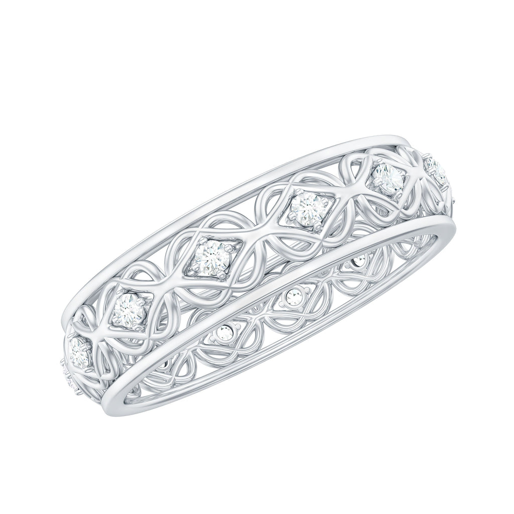 Vintage Inspired Zircon Celtic Knot Full Eternity Band Ring in Gold