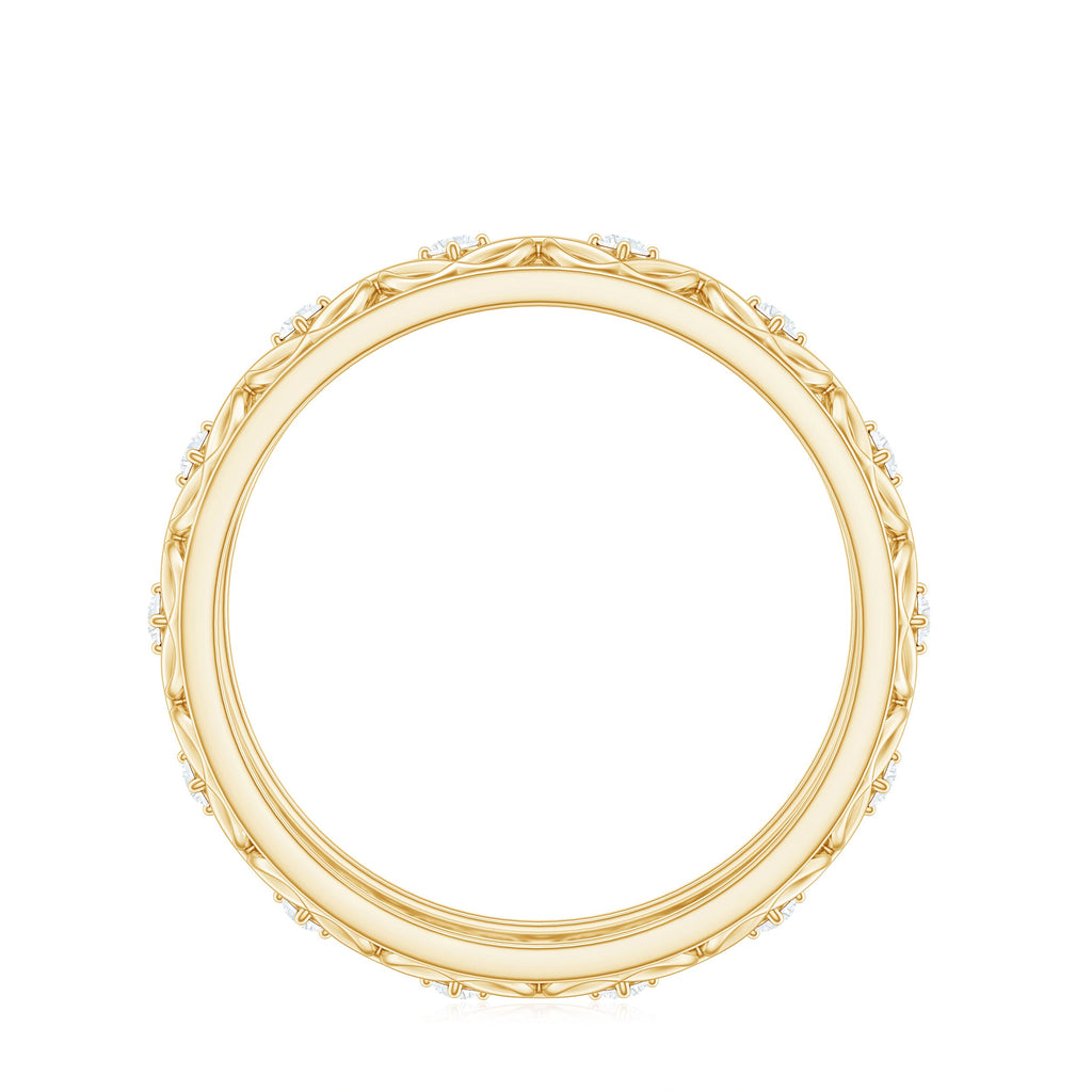 Vintage Inspired Zircon Celtic Knot Full Eternity Band Ring in Gold