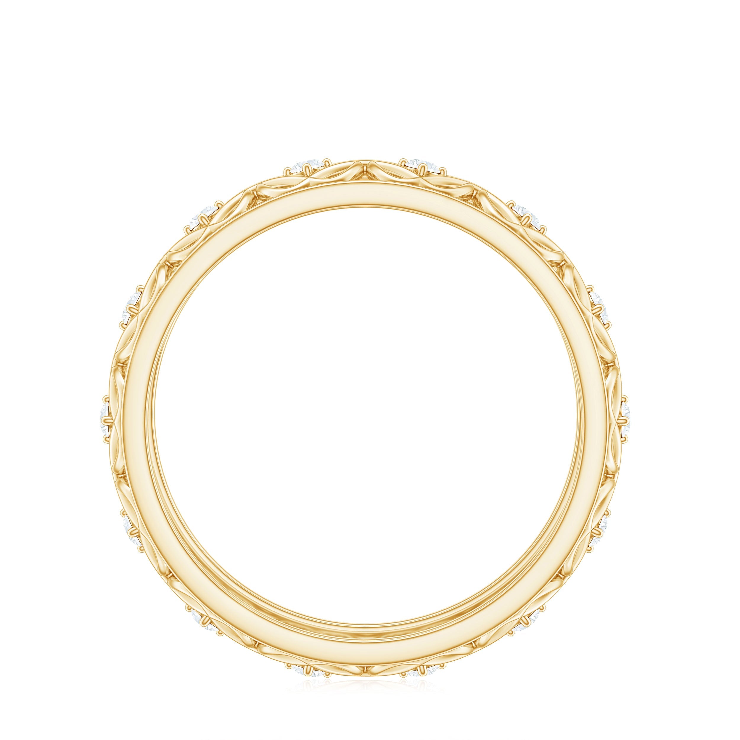 Vintage Inspired Zircon Celtic Knot Full Eternity Band Ring in Gold
