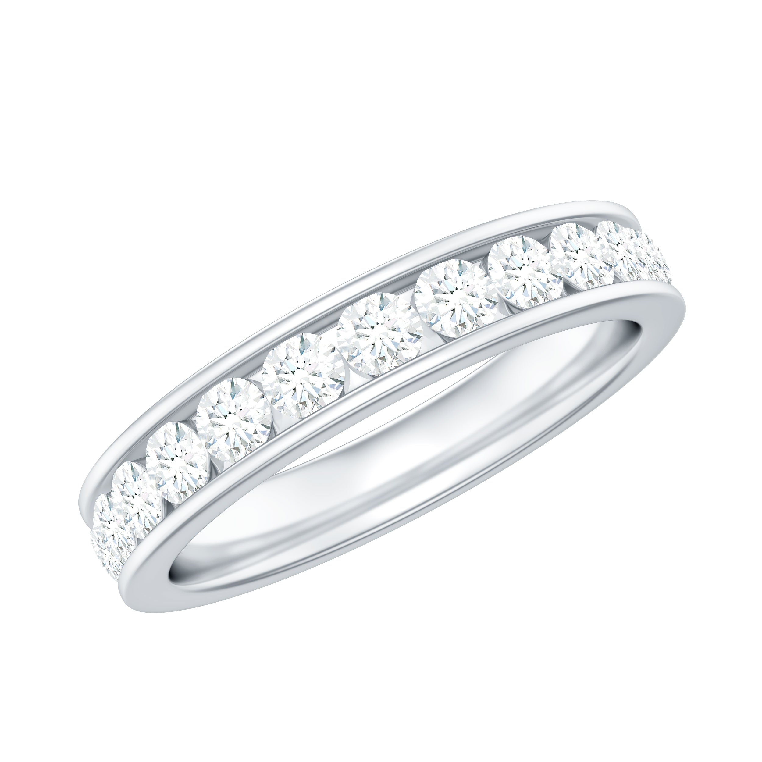 Channel Set Round Moissanite Full Eternity Band Ring