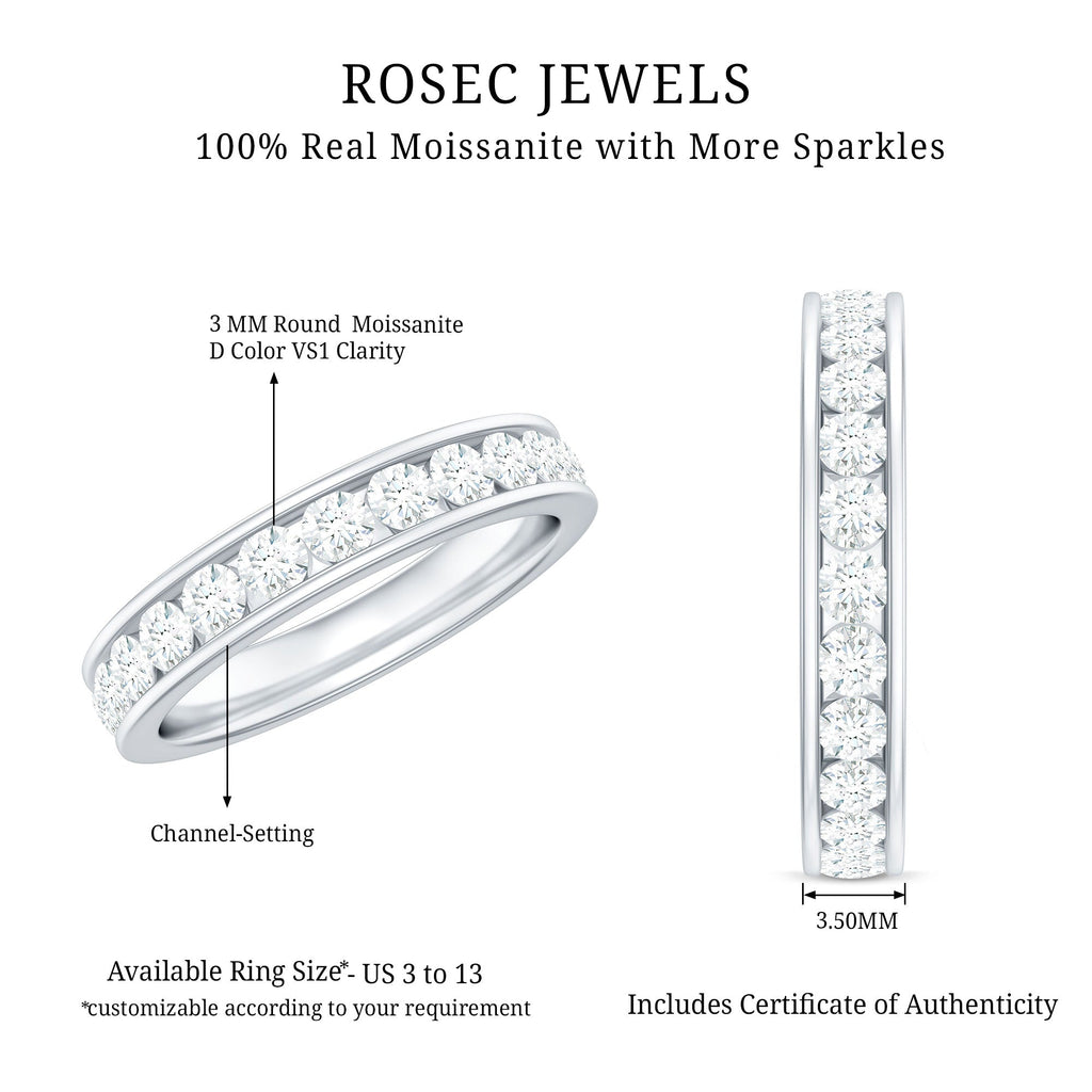 Channel Set Round Moissanite Full Eternity Band Ring