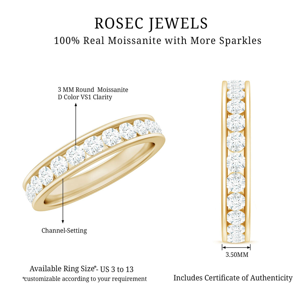 Channel Set Round Moissanite Full Eternity Band Ring