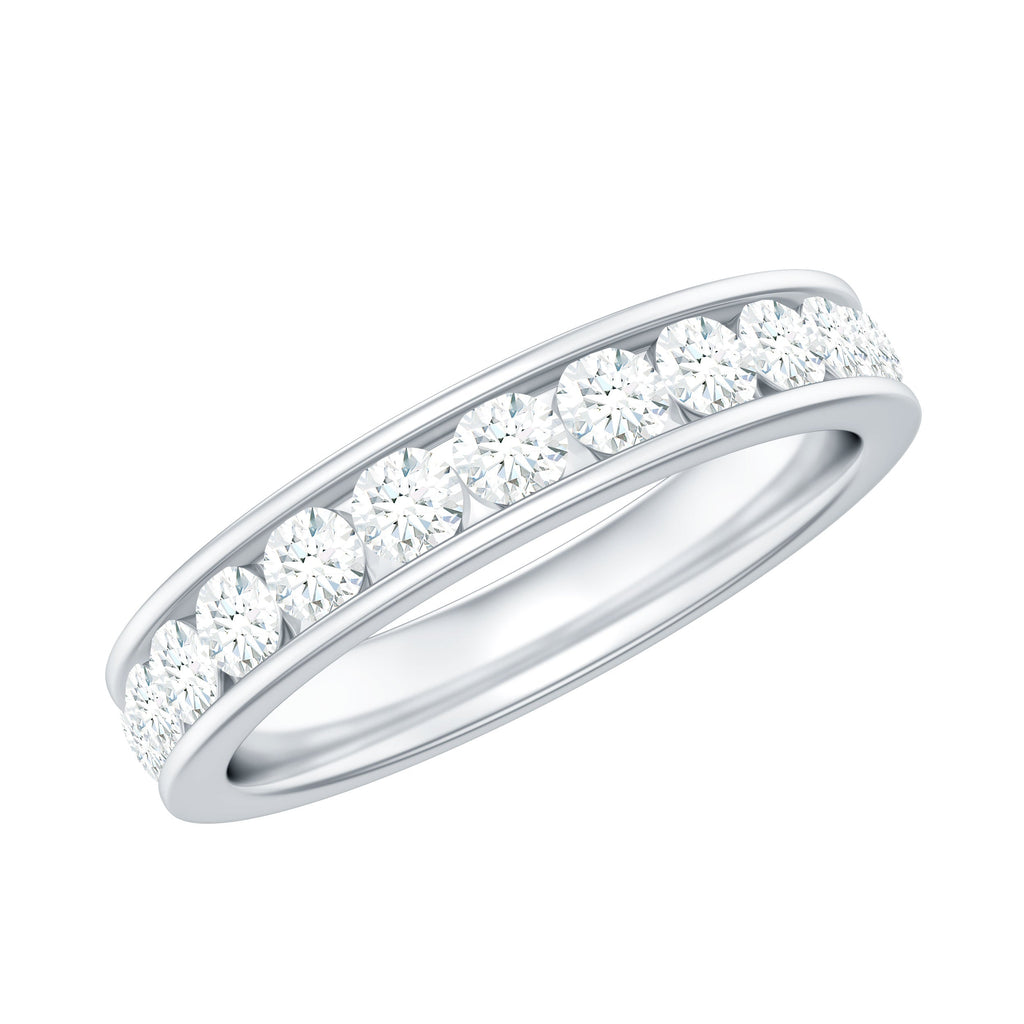 Channel Set Round Cubic Zirconia Full Eternity Band Ring